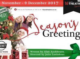 A poster for the Seasons greetings play at the 16th Ave theatre