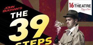 poster for the play the 39 steps produced by 16th ave theatre