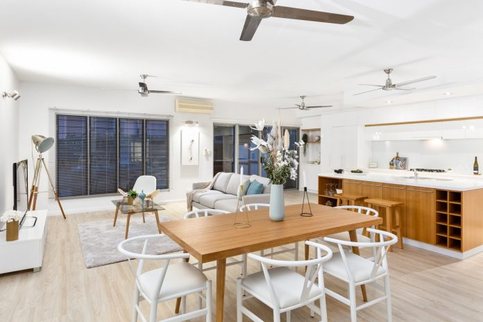 Photograph of a kitchen and dining room