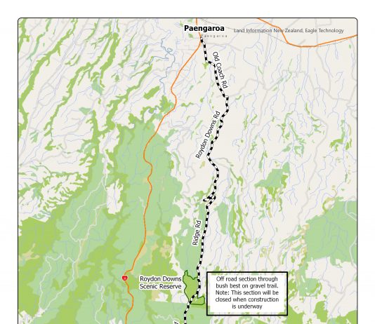 Paengaroa to Rotoiti Cycle Trail plan on a map