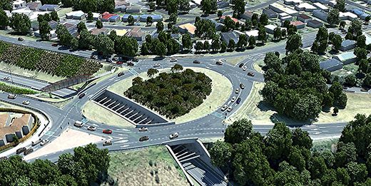 artists aerial impression of Maungatapu Underpass Project