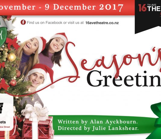 A poster for the Seasons greetings play at the 16th Ave theatre