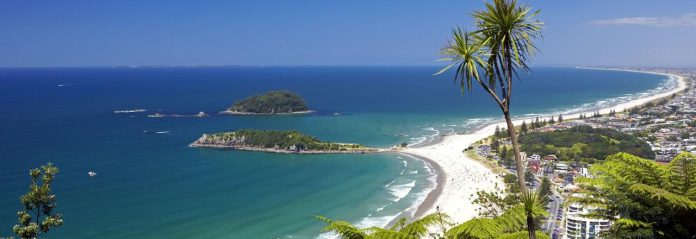 photograph of the view from the top of Mount Maunganui Bay of Plenty