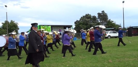 Representatives from seven Rātana bands at Te Pa o Te Ariki (Te Ariki Park), 17 November 2017., at the Morehu Day Aotearoa 2017