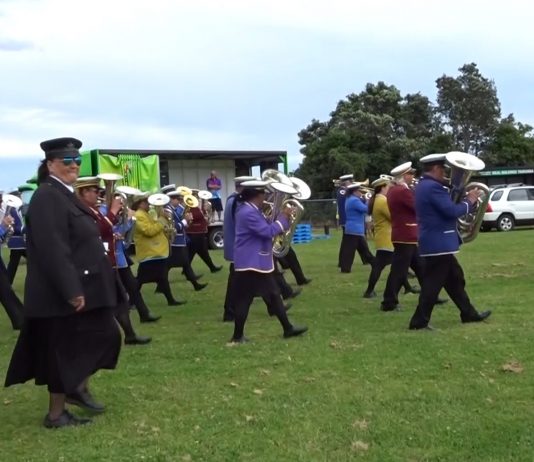Representatives from seven Rātana bands at Te Pa o Te Ariki (Te Ariki Park), 17 November 2017., at the Morehu Day Aotearoa 2017
