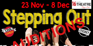poster for auditions for the stepping out play