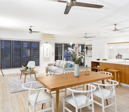 Photograph of a kitchen and dining room