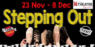 poster for the play stepping out