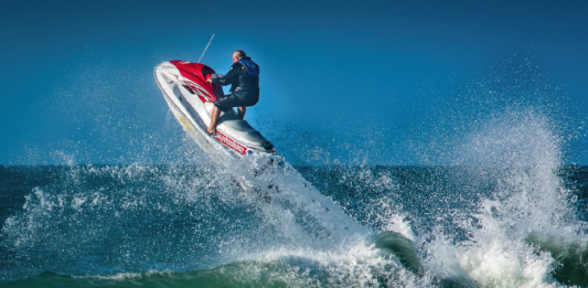 Photograph of Shane Beech on a jetski taken By Andy Belcher for action water phootography