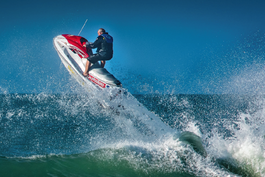 Photograph of Shane Beech on a jetski taken By Andy Belcher for action water phootography